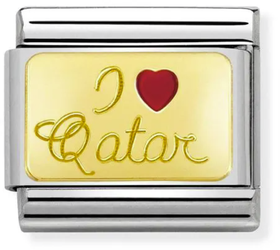 Nomination Classic Gold Travel I Love Qatar Charm