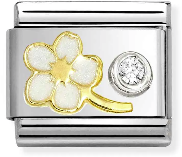 Nomination Classic Gold Symbols White Forget Me Not With White Stone Charm