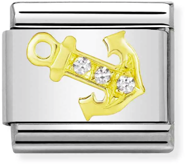 Nomination Classic Gold Sports White Stone Anchor Charm