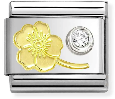 Nomination Classic Gold Symbols Forget Me Not With White Stone Charm