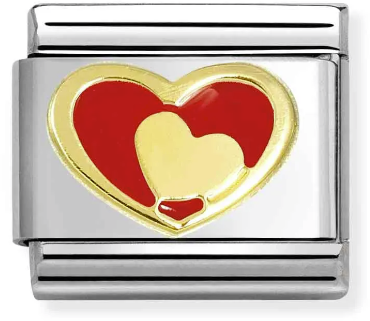 Nomination Classic Gold Love Red And Gold Hearts Charm