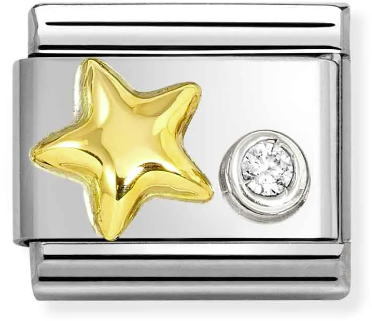 Nomination Classic Gold Symbols Star With White Stone Charm