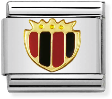 Nomination Classic Gold Sport Black And Red Shield Charm