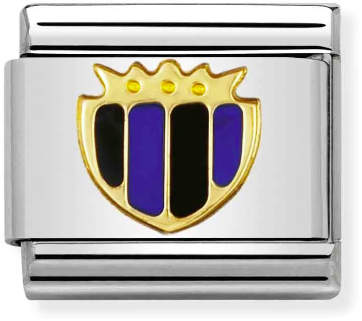 Nomination Classic Gold Sport Black And Blue Shield Charm