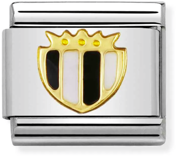 Nomination Classic Gold Sport Black And White Shield Charm