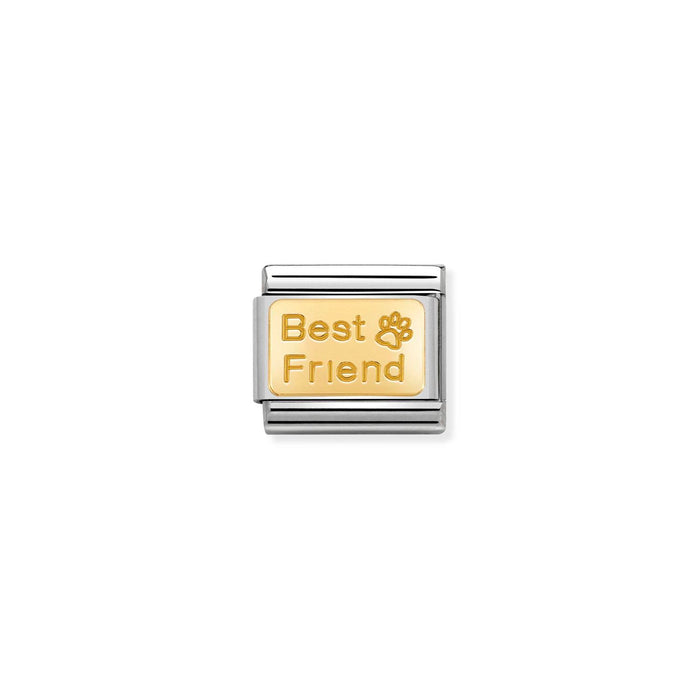 Nomination Classic Gold Engraved Signs Best Friend Paw Print Charm