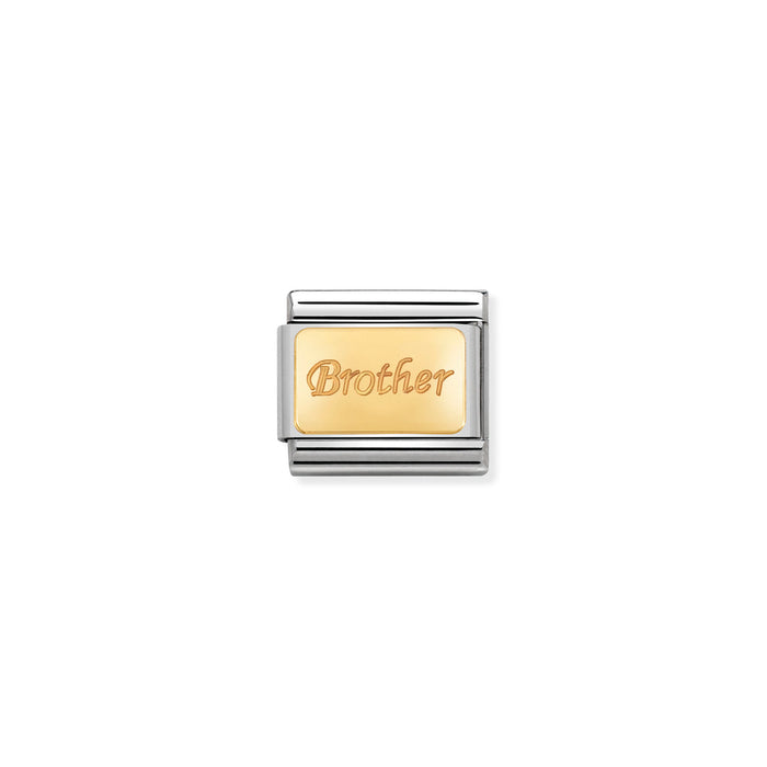 Nomination Classic Gold Engraved Signs Brother Charm