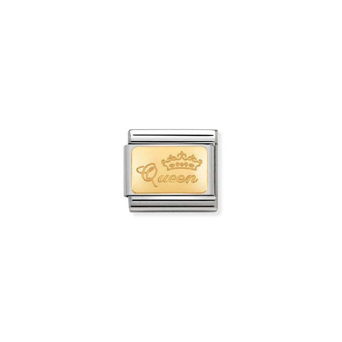 Nomination Classic Gold Engraved Signs Queen Charm