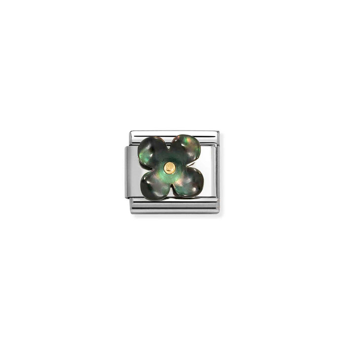 Nomination Classic Gold Flowers Black Mother Of Pearl Charm