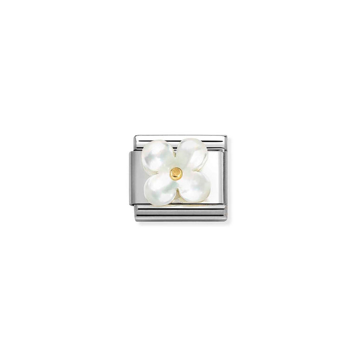 Nomination Classic Gold Flowers White Mother Of Pearl Charm