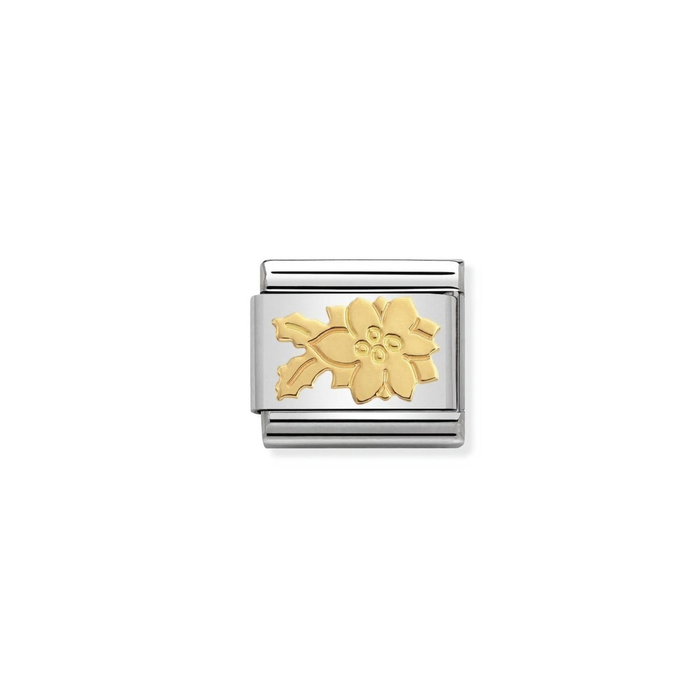 Nomination Classic Gold Poinsettia Flower Christmas Charm