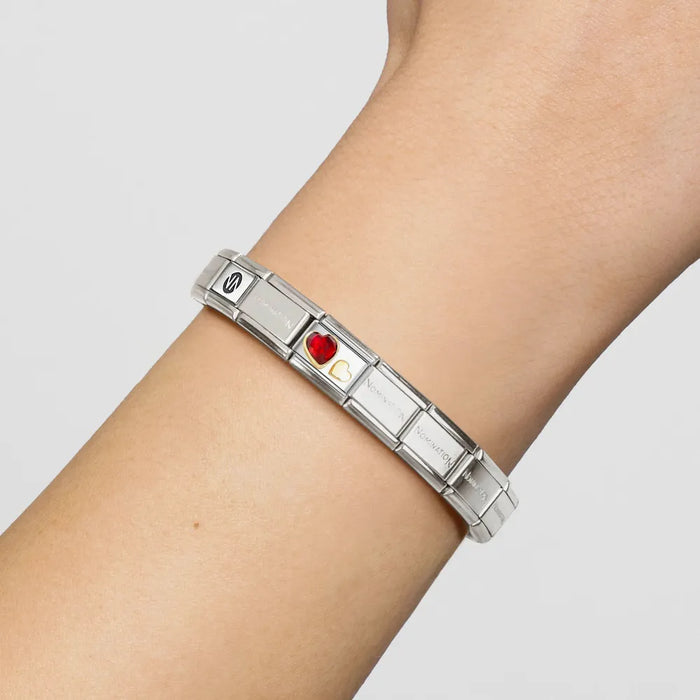Nomination Classic Gold & Red Heart Faceted Stone Charm