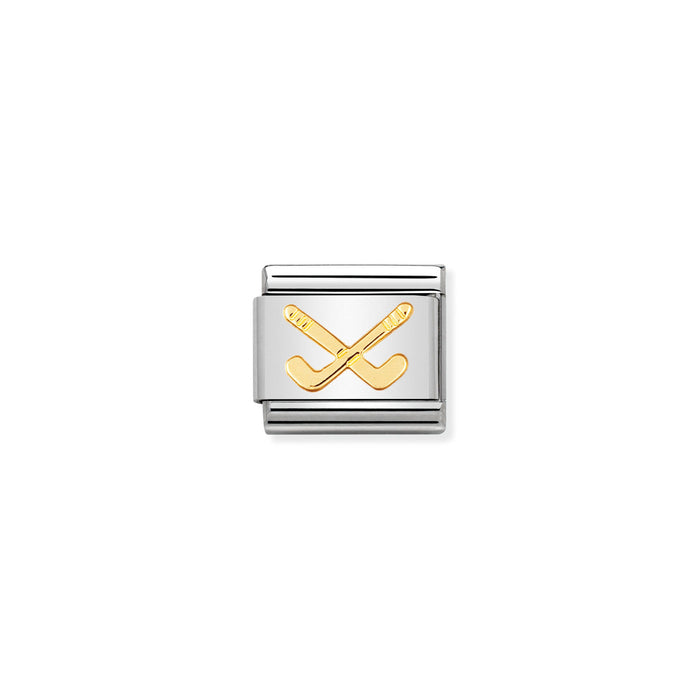 Nomination Classic Gold Sports Hockey Clubs Charm
