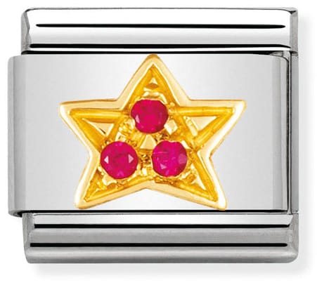 Nomination Classic Gold Sun & Moon Red Stone Star Charm