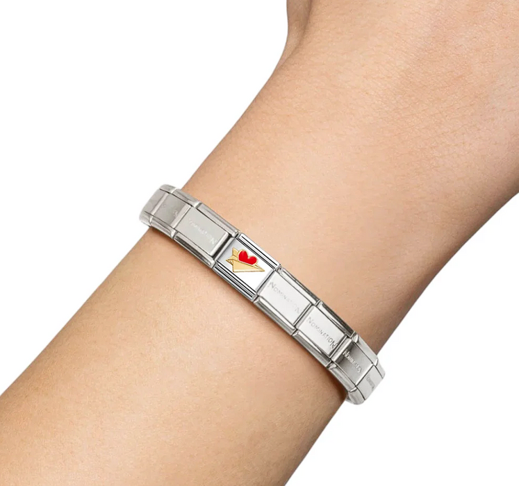 Nomination Classic Gold Symbols Paper Airplane Red Heart Charm