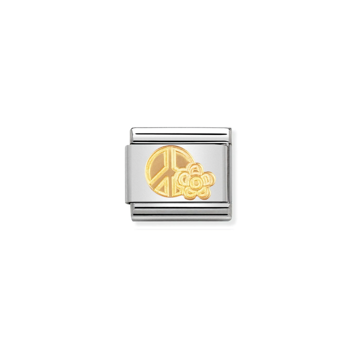 Nomination Classic Gold Symbols Peace With Flower Charm