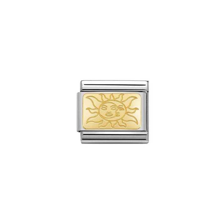 Nomination Classic Gold Symbols Plate with Sun and Moon Charm