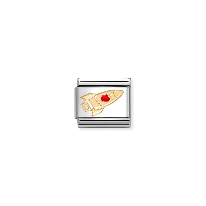 Nomination Classic Gold Symbols Rocket Red Heart Charm