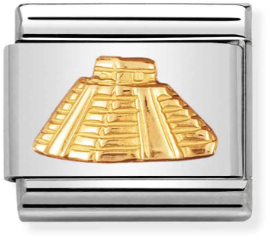 Nomination Classic Gold Relief Monuments Mayan Pyramid Charm