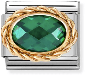 Nomination Classic Rose Gold Faceted Stones Green Charm
