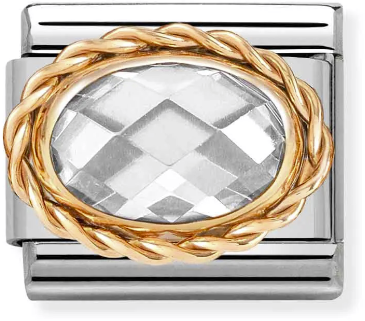 Nomination Classic Rose Gold Faceted Stones White Charm