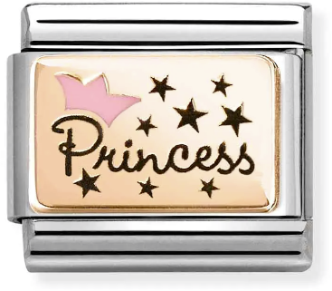 Nomination Classic Rose Gold Plates Princess Pink Crown Charm