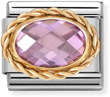 Nomination Classic Rose Gold Faceted Stones Pink Charm