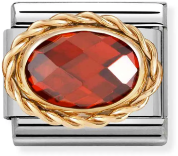 Nomination Classic Rose Gold Faceted Stones Red Charm