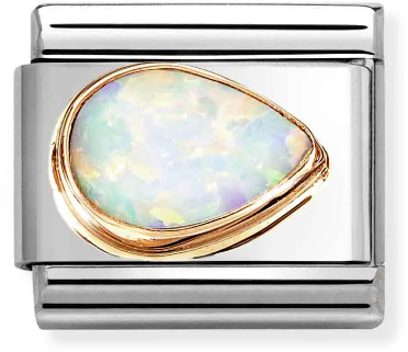 Nomination Classic Rose Gold Faceted Stones White Opal Drop Charm