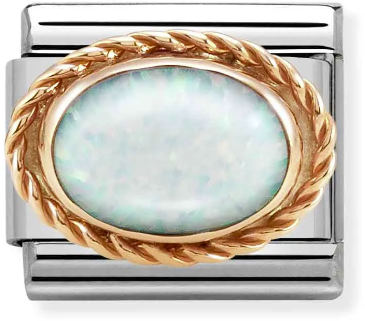 Nomination Classic Rose Gold Stones White Opal Charm