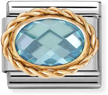 Nomination Classic Rose Gold Faceted Stones Light Blue Charm