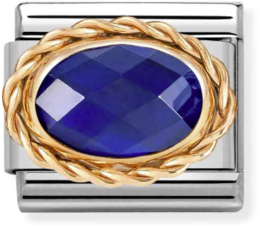 Nomination Classic Rose Gold Faceted Stones Dark Blue Charm