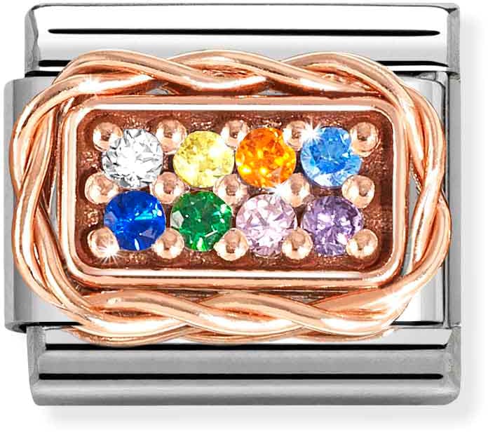 Nomination Classic Rose Gold Pave Setting With Rainbow Cubic Zirconia Charm