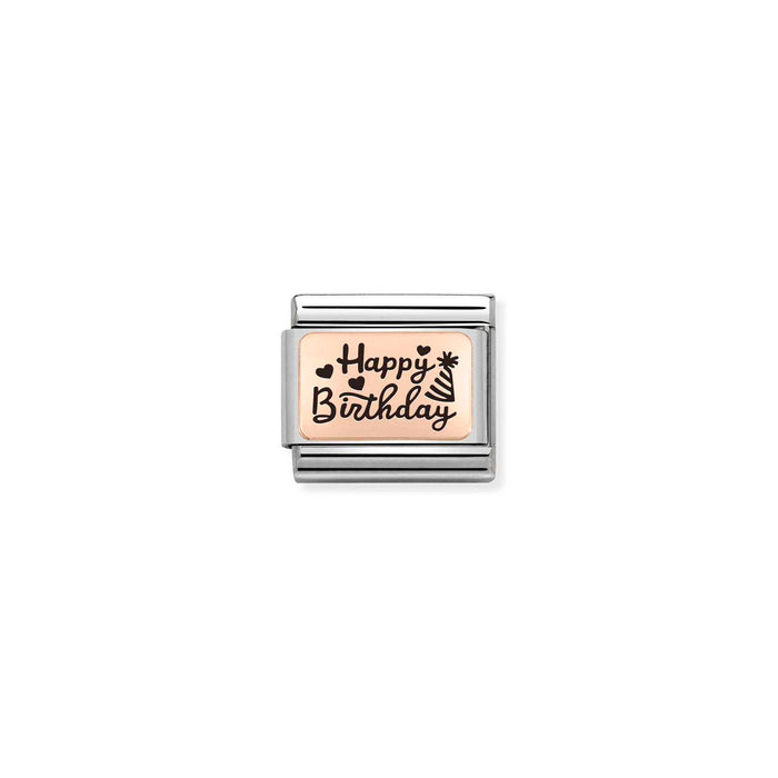 Nomination Classic Rose Gold Plates Happy Birthday Charm