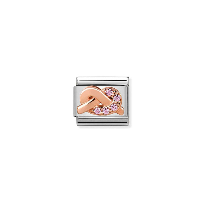 Nomination Classic Rose Gold Symbols Knot With Pink Stone Charm