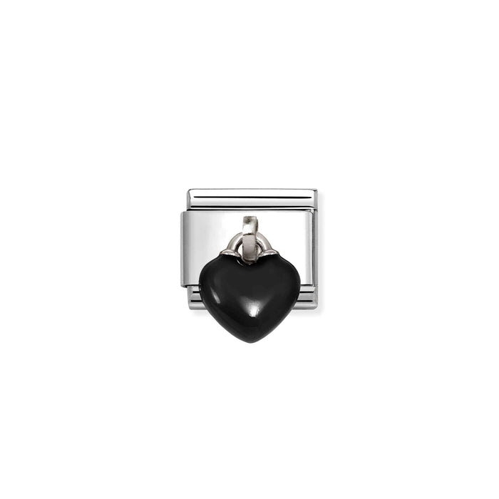 Nomination Classic Silver 3D Charms Enamel Black Heart Charm