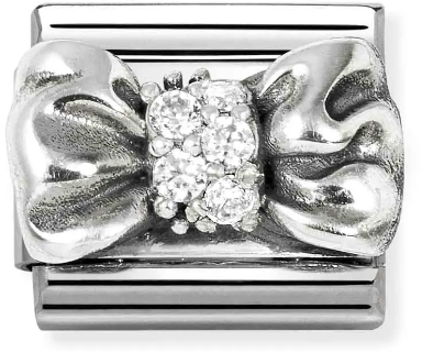 Nomination Classic Silver Symbols Bow With White Crystal Charm