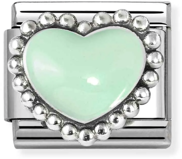 Nomination Classic Silver Symbols Green Raised Heart Charm