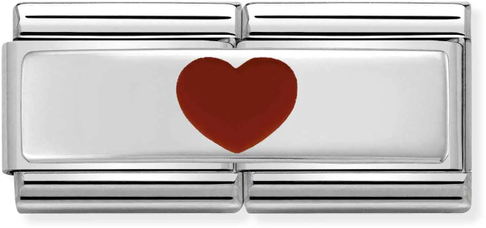 Nomination Classic Silver Double Engraved Red Heart Charm