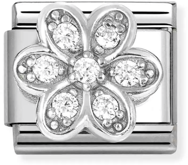 Nomination Classic Silver Symbol White Crystal Flower Charm