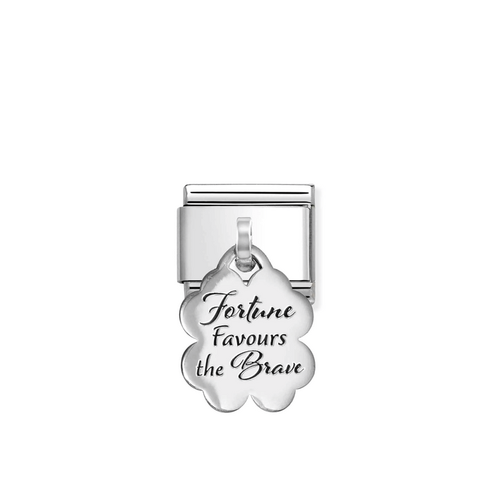 Nomination Classic Silver Pendant Fortune Favours The Brave Clover Drop Charm