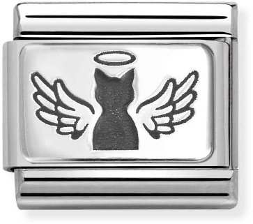 Nomination Classic Silver Plates Angel Cat Charm