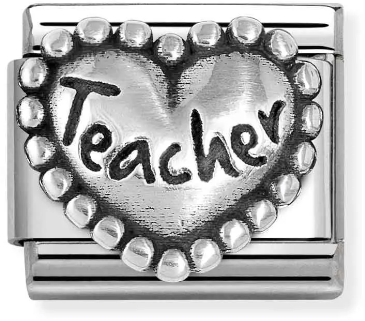 Nomination Classic Silver Oxidised Symbols Teacher Heart Charm