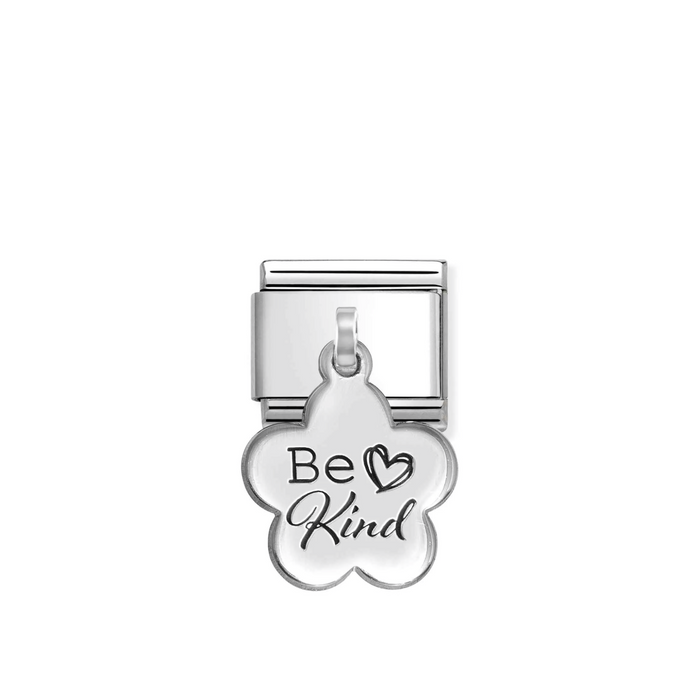Nomination Classic Silver Pendant Flower Be Kind Drop Charm