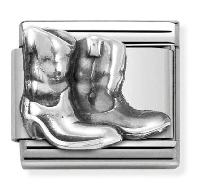 Nomination Classic Silver Oxidised Plates Cowboy Boots Charm