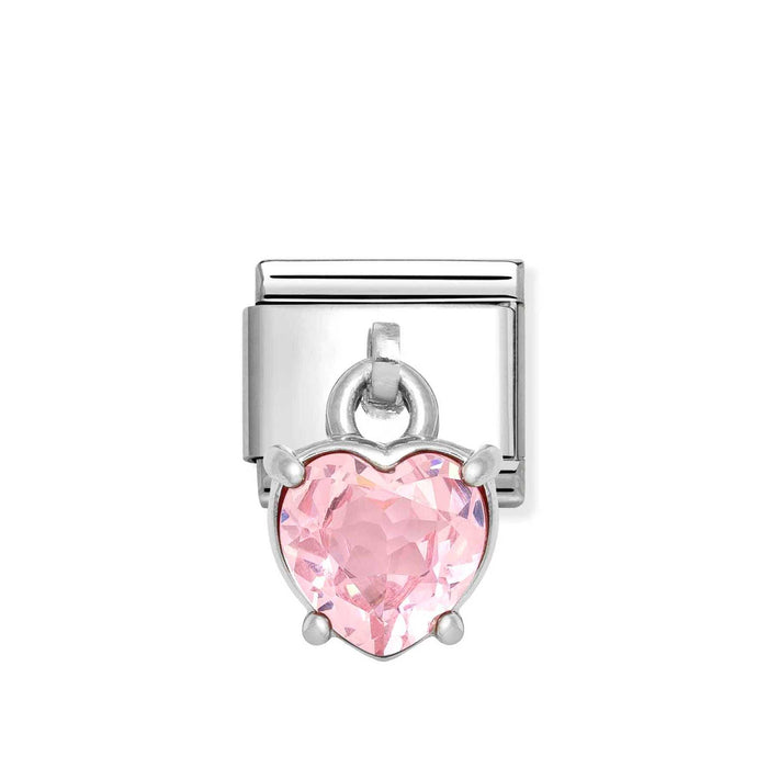 Nomination Classic Silver Pink Cubic Zirconia Heart Cut Drop Charm