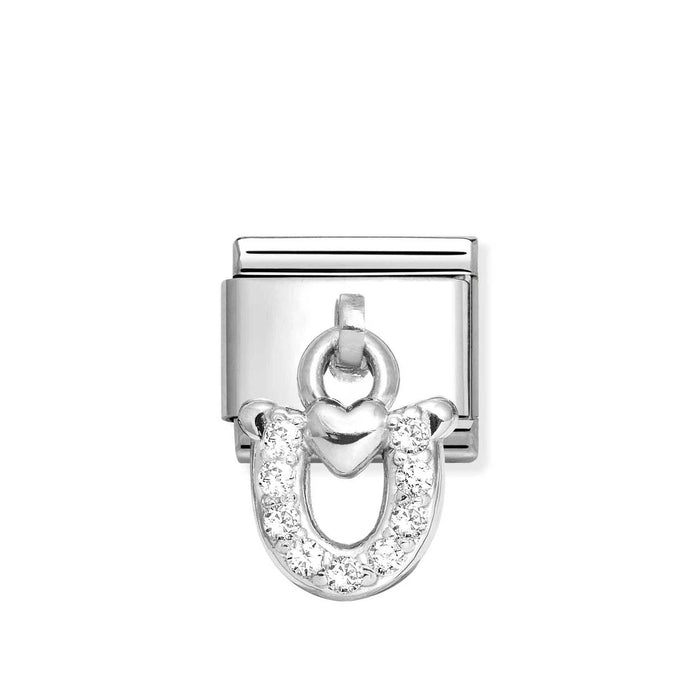 Nomination Classic Silver White Cubic Zirconia Horseshoe Drop Charm