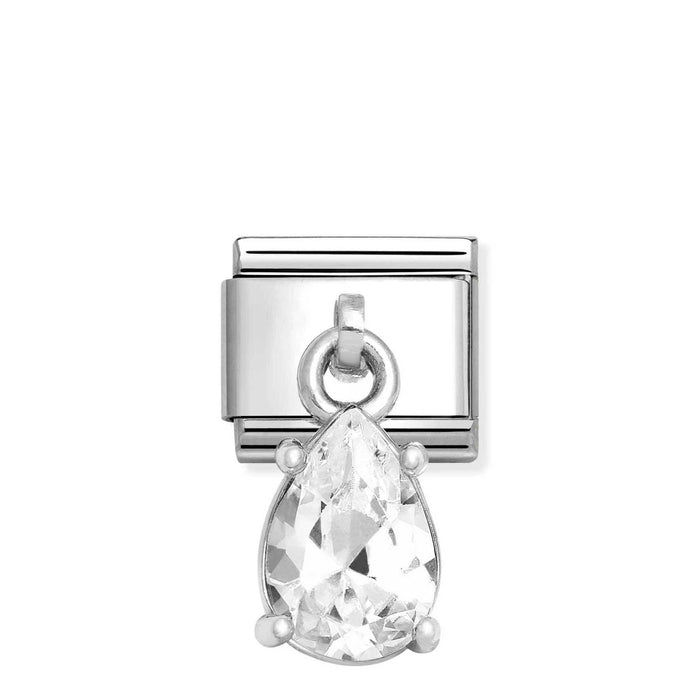 Nomination Classic Silver White Cubic Zirconia Pear Cut Drop Charm