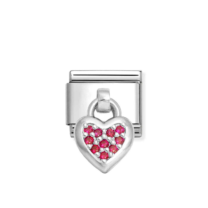 Nomination Classic Silver Red Cubic Zirconia Heart Drop Charm