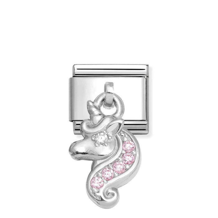 Nomination Classic Silver White Cubic Zirconia Unicorn Drop Charm